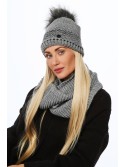 Winter set with a scarf, dark gray C41 - Online store - Boutique